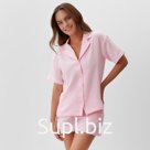 Пижама женская (рубашка, шорты) KAFTAN Basic размер 44-46, розовая