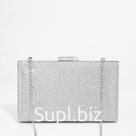 Сумка-клатч на фермуаре, цвет серебряный