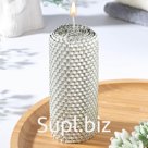 Свеча из вощины, 6х6х12,5 см, хром металлик