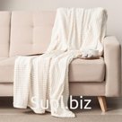 Плед Этель «Клетка» 200*220 см, цв.молочный, корал-флис, 240гр/м2, 100% полиэстер