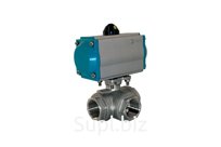 Кран шаровый трёхходовой T-тип, AISI316 DN20 (3/4"), с двухсторонним пневмоприводом AT52D