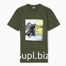 Футболка мужская с принтом, цвет хаки, размер 48