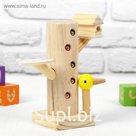 Развивающая игра "Достань червячка из дерева" 20,5×9×9 см, 10 червячков
