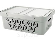 Ящик DELUXE 380х276х140 12л для хранения с перфорацией с крышкой