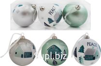 Winter City Christmas tree balls, set of 3, 8cm in diameter