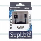 USB DATA кабель - BLAST BMC-211, Lightning, для iPhone/iPad/iPod, черный, плоский, 1 м.