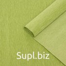Бумага для упаковок и поделок, гофрированная, фисташковая, зеленая, однотонная, двусторонняя, рулон 1 шт., 0,5 х 2,5 м