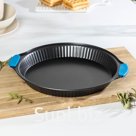 Форма для выпечки Доляна «Рифлёный круг. Забота», 30.5×4 см, с силиконовыми ручками, антипригарное покрытие, цвет чёрный