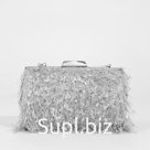 Сумка-клатч на фермуаре, цвет серый