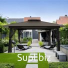 Навес из кованого железа с двойной крышей шоколадного цвета