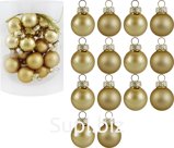 14 Christmas tree balls, 2.5 cm in diameter. Color: gold (glass).