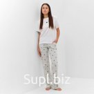 Пижама новогодняя женская (футболка, брюки) KAFTAN «Елки», размер 52-54