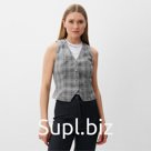 Жилет женский MINAKU: Casual Collection, клетка серая, размер 48
