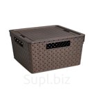 Коробка для хранения квадратная Виолет Береста с крышкой 11л 294x294x151, венге