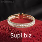 Браслет с жемчугом "Миллиган", цвет белый в золоте,d=5,8см