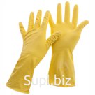 Перчатки резиновые хозяйственные OfficeClean Стандарт+,супер прочные,р.L,желтые,пакет с европодвесом