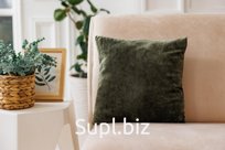 Подушка "Велюр Марсия" Темно-оливковый 35*35см