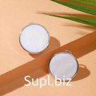 Серьги с перламутром "Круги" минимализм, цвет белый в серебре