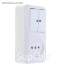 Блок комбинированный "Кунцево" Оптима 8063, 2 клавиши, с розеткой, белый