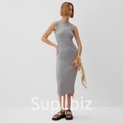 Платье вязаное миди женское MINAKU: Knitwear collection, серое, размер 46