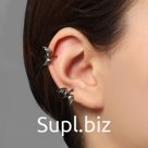 Серьги "Каффы" летучая мышь, цвет серый металл