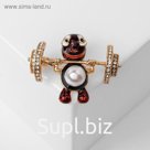 Брошь "Черепашка" со штангой, цвет коричневый в золоте
