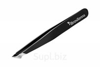 Пинцет для бровей скошенный, заостренный, ручная заточка, BrowXenna, pro-Brow Black, 1 шт Артикул: 214300
