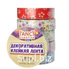 Лента клейкая декоративная ЦВЕТЫ 1 шт., 15 мм х 3 м, текстильная