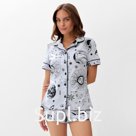 Пижама женская (рубашка, шорты) KAFTAN Magic night, размер 40-42, голубая