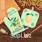 Кухонный набор Доляна Lemon, прихватка 17*17 см, рукавица 26*16 см,100% п/э