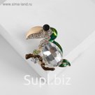 Брошь "Птица" тукан яркий, цветная в золоте