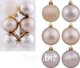 Christmas tree balls, 6 pcs, 6 cm in diameter, champagne color