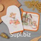 Набор кухонный «Этель. Кролики»: варежка-прихватка 20×28 см, прихватка 19×19 см,100% хлопок