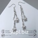 Серьги висячие «Бабочки» на цепочках, цвет серебро, 6,5 см
