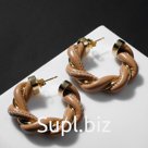 Серьги-кольца "Афро" спирали, d=4, цвет коричнево-золотой