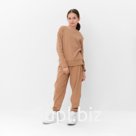 Костюм для девочки (свитшот, брюки) MINAKU, бежевый, рост 158 см