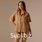 Костюм женский домашний (рубашка и шорты) SL HOME р. M, кофейный