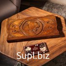 Нарды ручной работы "Рык тигра", 60х30 см, с шахматным полем, массив ореха, Армения