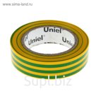 Изолента Uniel, 15 мм х 10 м, 0.135 мм, набор 10 шт., цвет желто-зеленый