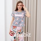 Футболка домашняя укороченная женская KAFTAN «Цветы», размер 40-42