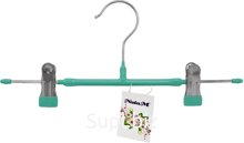 Rubberized metal hanger with clothespins. Dimensions: 11.5 x 30 x 2 cm.