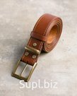 Cognac belt with stitching