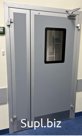 Дверь механическая, распашная, 2100х1300 (900х400).  С остеклением. Двухстворчатая.
