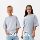 Футболка детская MINAKU: Basic Line KIDS, серый меланж, рост 128 см