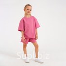 Костюм детский (футболка, шорты) MINAKU: Casual Collection, пудровый, рост 134 см