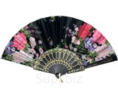 Веер атласный с рисунком 23 см (пластик, материал) Артикул: RA-102