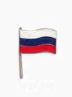 Значок «Флаг России», цветной в серебре