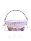 Корзина плетеная 32 х 32 х 14 см, ручка h=14 см фиол-ый  ткань