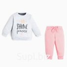 Костюм для девочки (джемпер, брюки) «Крошка Я» Princess, серый, розовый, рост 74-80 см