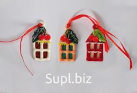 Glass Christmas Tree Pendant "Gingerbread House"